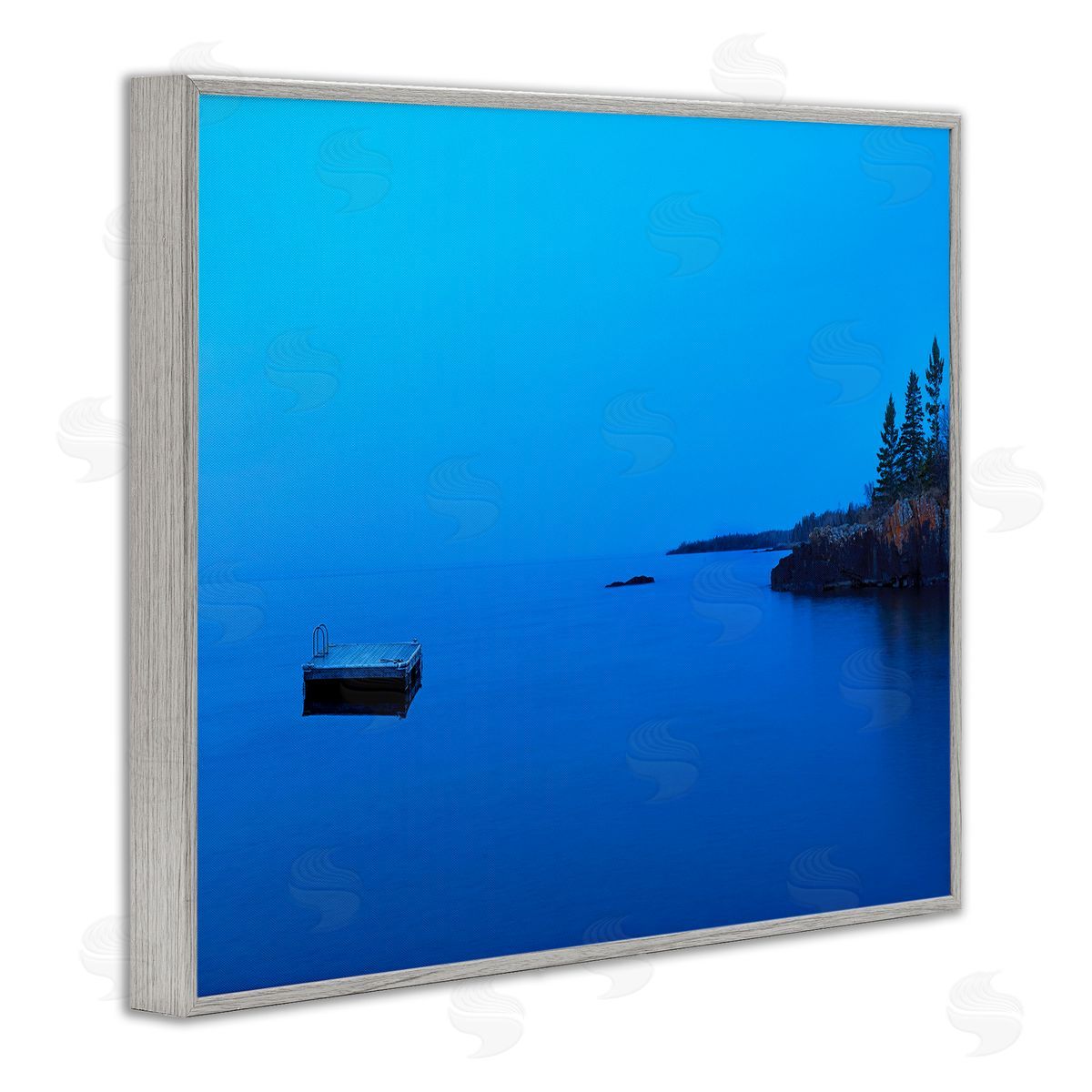 Lake Shore Landscape Photograph Grey Frame Print Wall Art, Home Decor by James McLoughlin