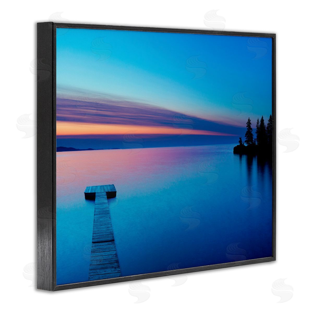Lake Shore Dock Photograph Black Frame Print Wall Art, Home Decor by James McLoughlin