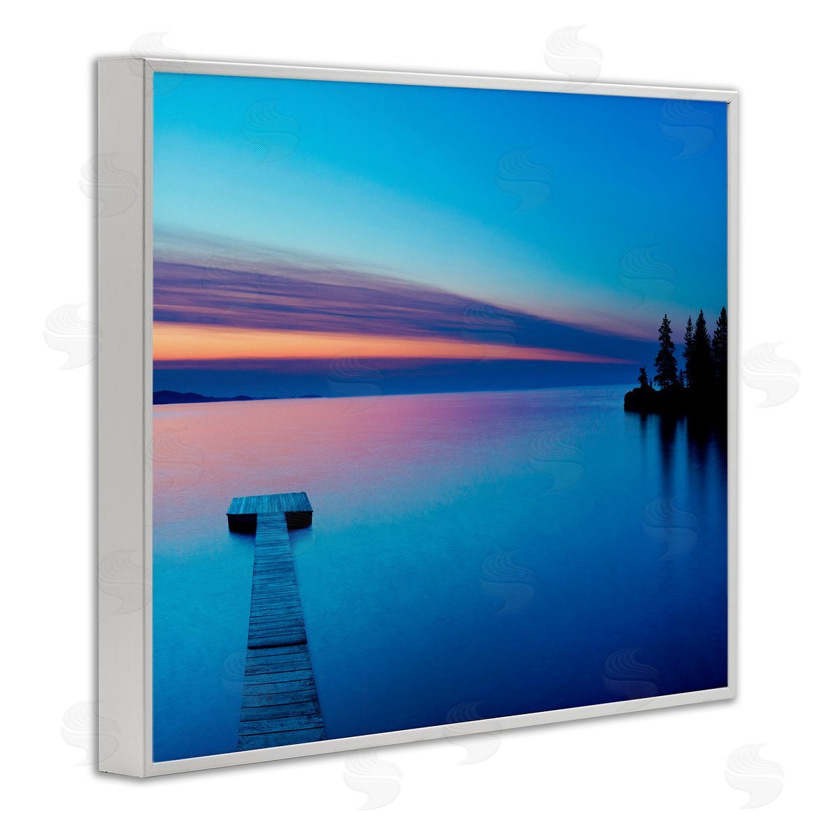 Lake Shore Dock Photograph White Frame Print Wall Art, Home Decor by James McLoughlin