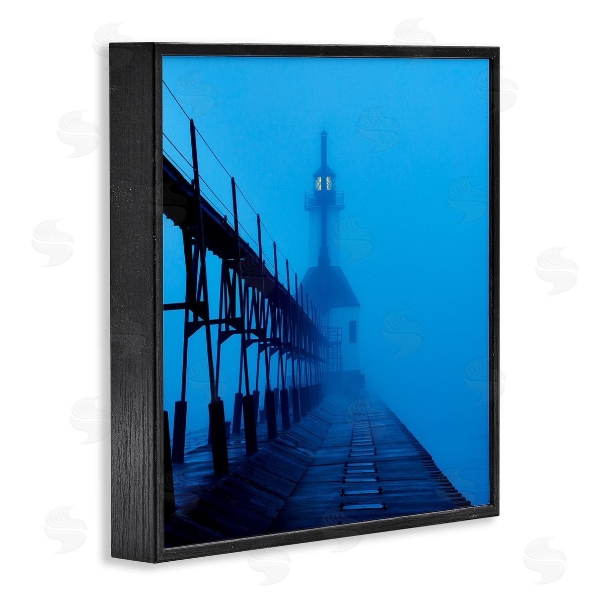 Lighthouse In The Fog Black Frame Print Wall Art, Home Decor by James McLoughlin