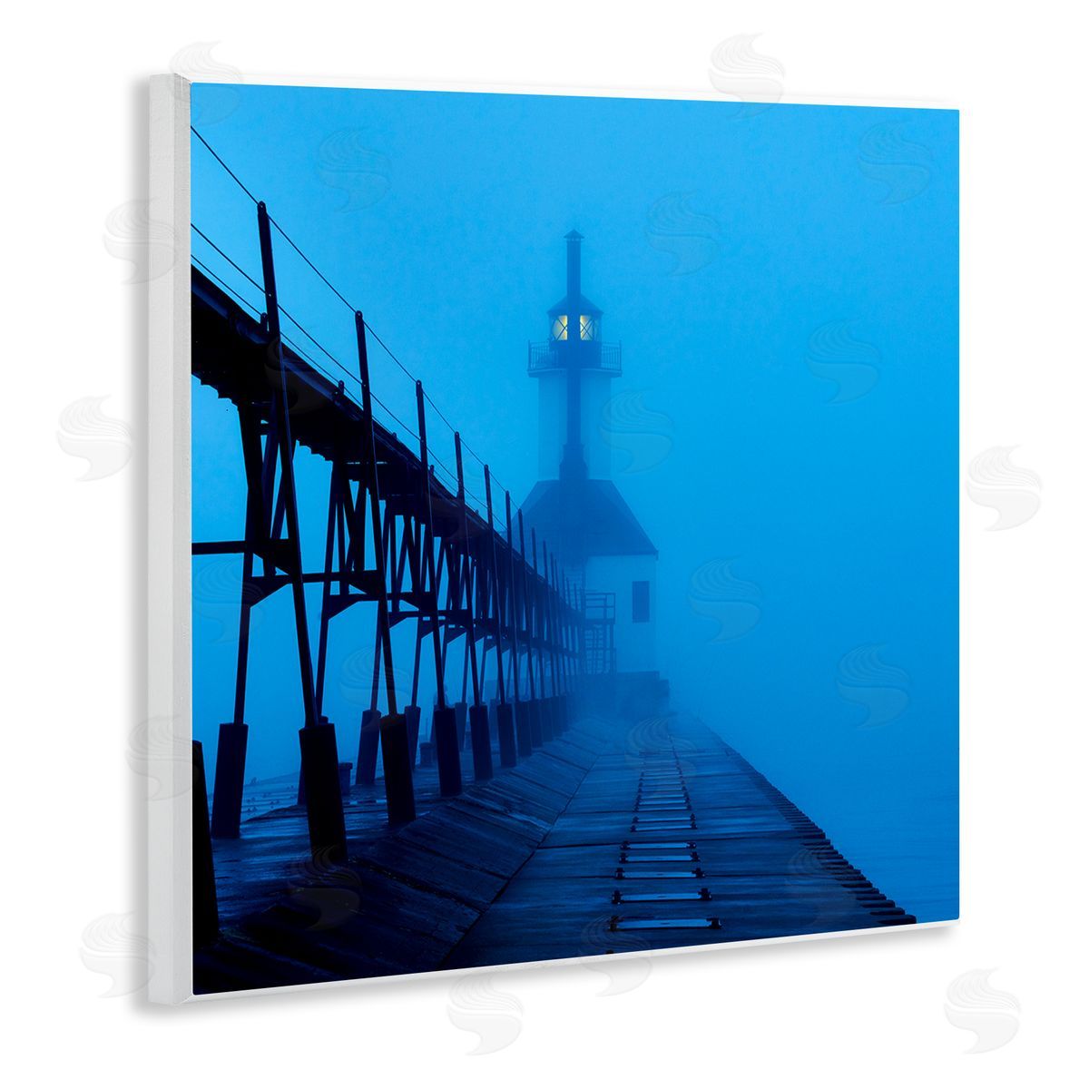 Lighthouse In The Fog Wood Plaque Wall Art, Home Decor by James McLoughlin