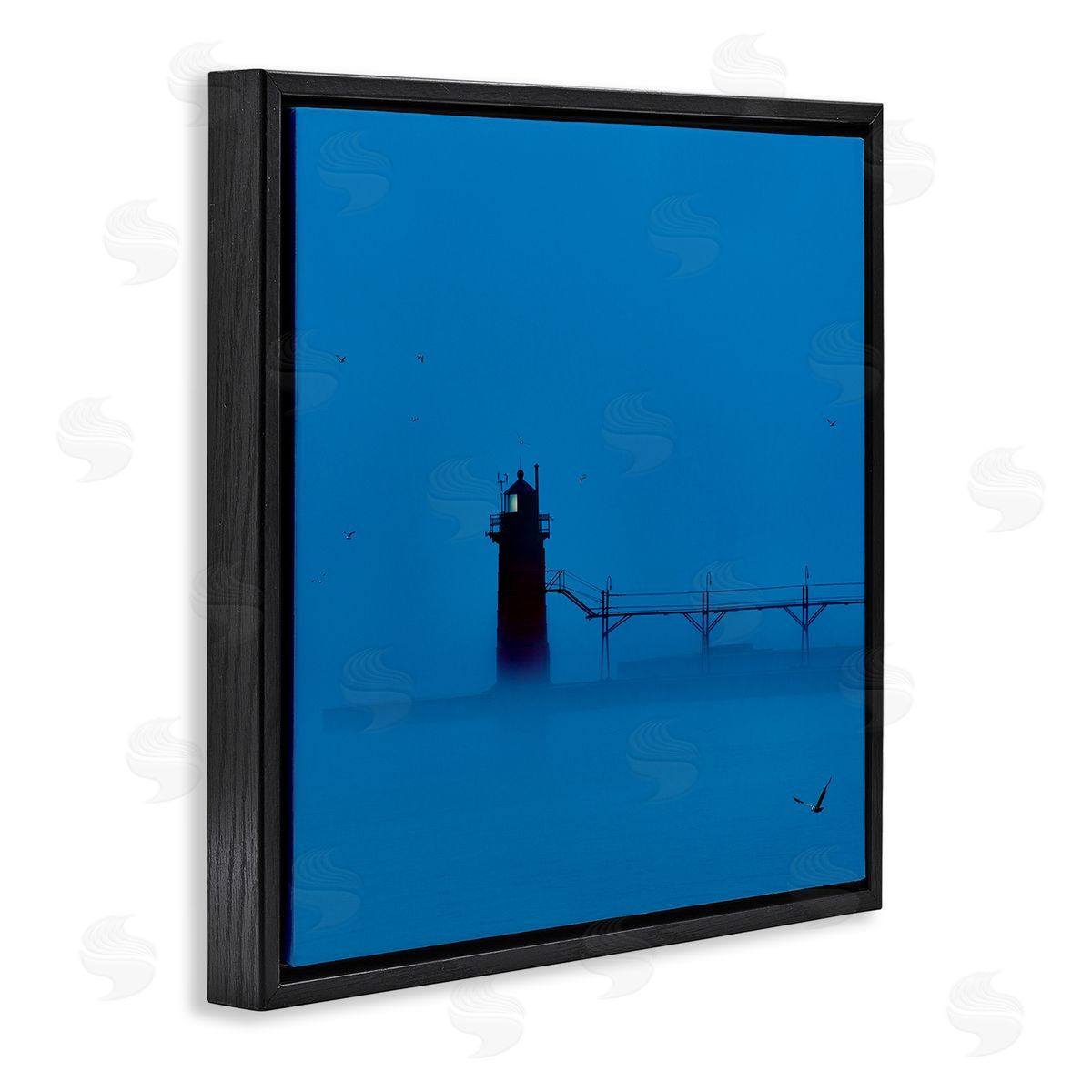 Lighthouse Silhouette Photograph Black Floating Frame Canvas Wall Art, Home Decor by James McLoughlin