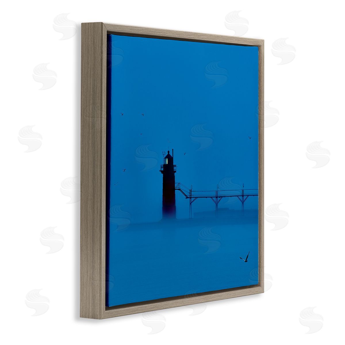 Lighthouse Silhouette Photograph Brown Floating Frame Canvas Wall Art, Home Decor by James McLoughlin