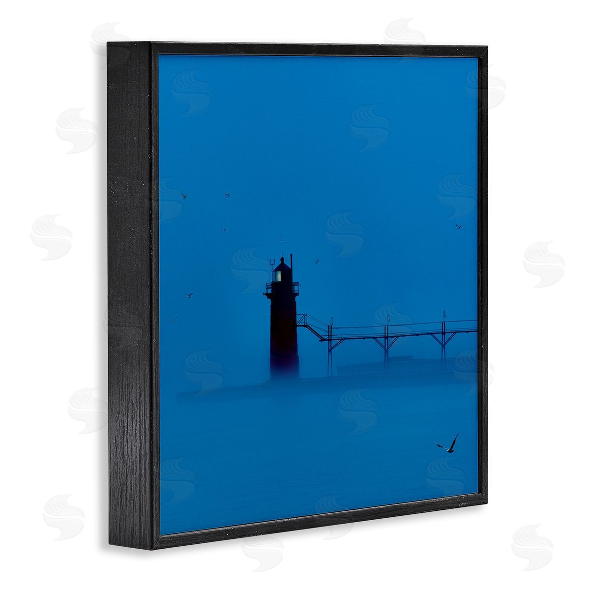 Lighthouse Silhouette Photograph Black Frame Print Wall Art, Home Decor by James McLoughlin