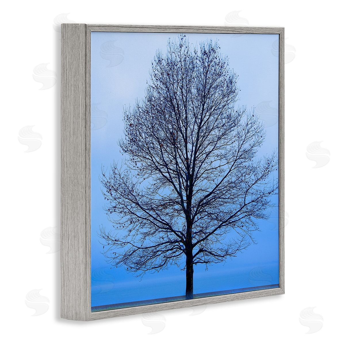 Winter Tree Blue Sky Grey Frame Print Wall Art, Home Decor by James McLoughlin
