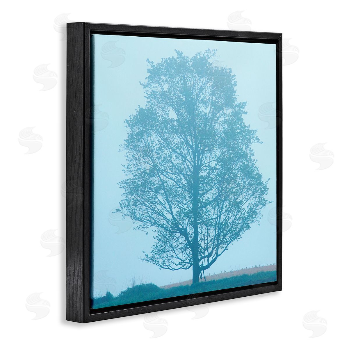 Spring Tree Blue Sky Black Floating Frame Canvas Wall Art, Home Decor by James McLoughlin