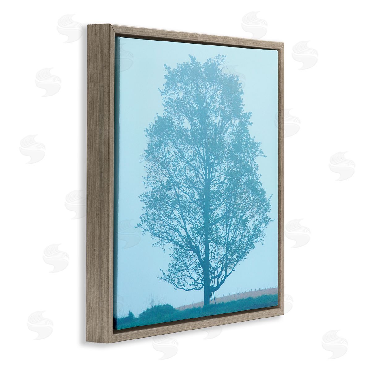 Spring Tree Blue Sky Brown Floating Frame Canvas Wall Art, Home Decor by James McLoughlin