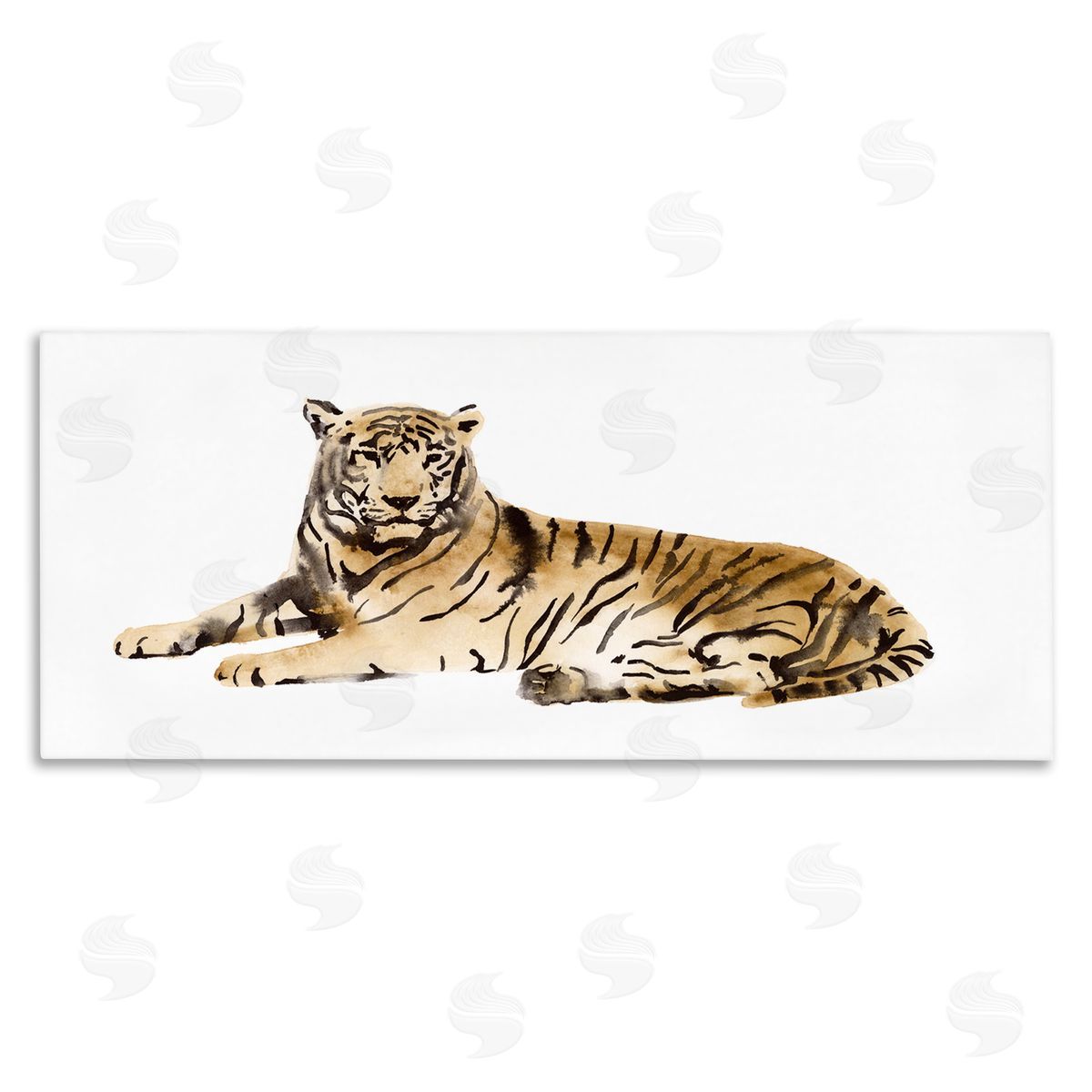 Tiger Resting Orange Canvas Wall Art, Home Decor by Victoria Borges