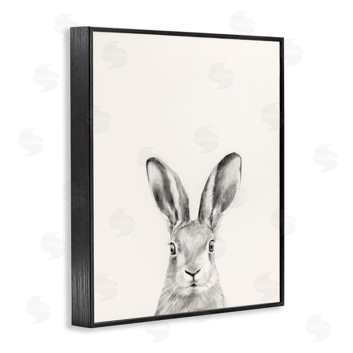 Bunny Rabbit Portrait Grey Black Frame Print Wall Art, Home Decor by Victoria Borges