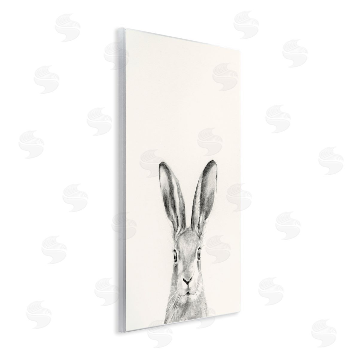 Bunny Rabbit Portrait Grey Wood Plaque Wall Art, Home Decor by Victoria Borges