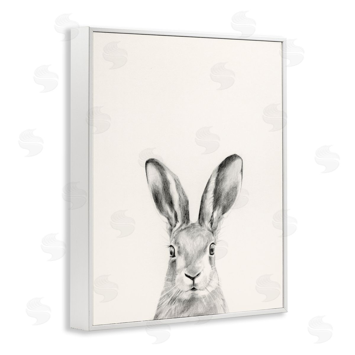 Bunny Rabbit Portrait Grey White Frame Print Wall Art, Home Decor by Victoria Borges