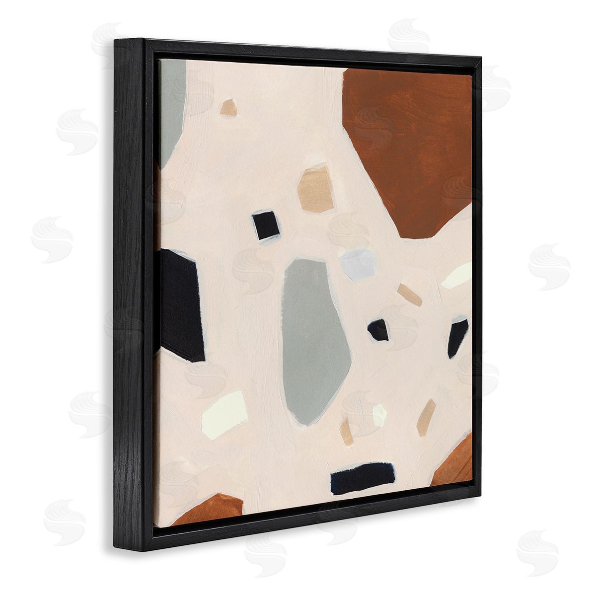 Abstract Shards Pink Blue Black Floating Frame Canvas Wall Art, Home Decor by Victoria Borges