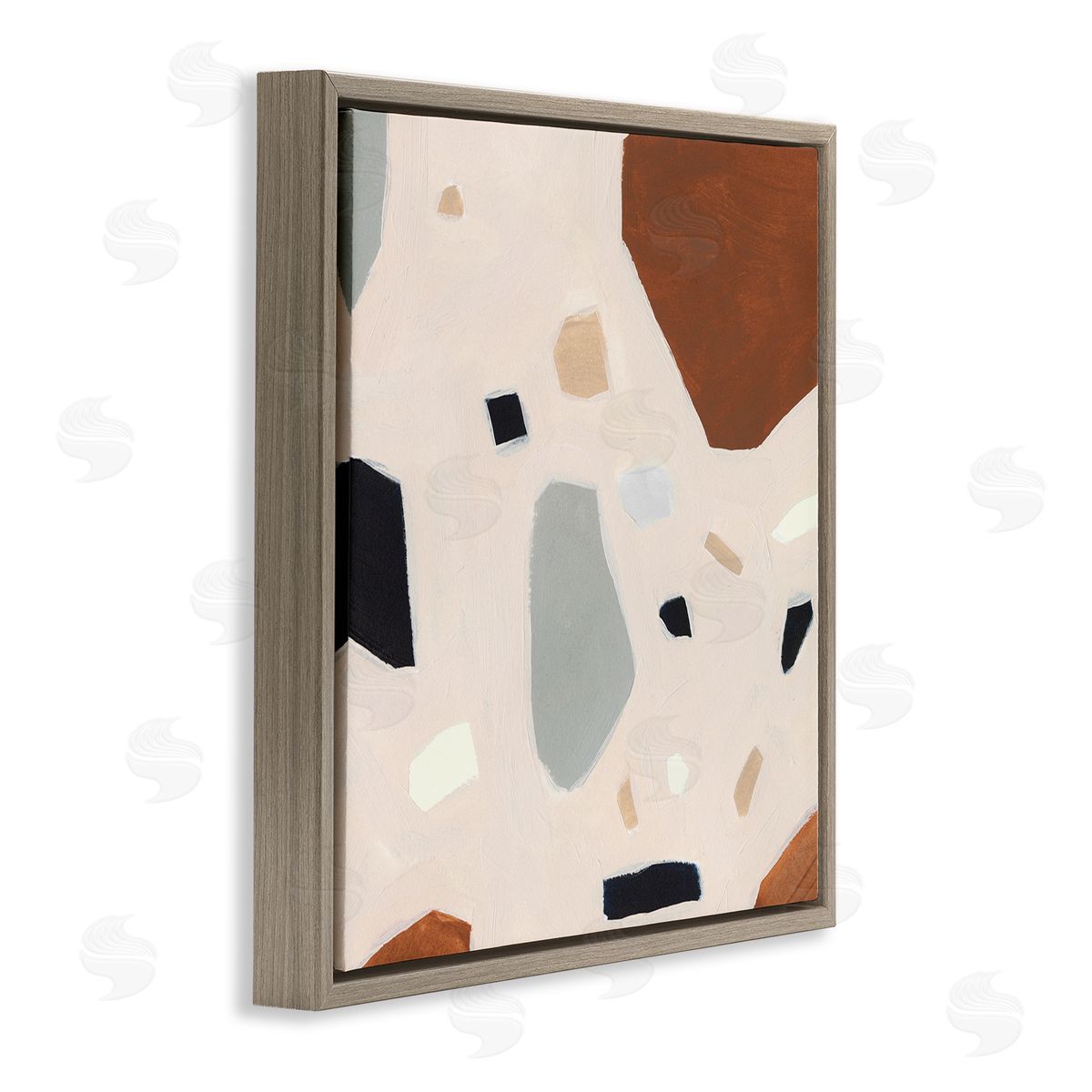 Abstract Shards Pink Blue Brown Floating Frame Canvas Wall Art, Home Decor by Victoria Borges