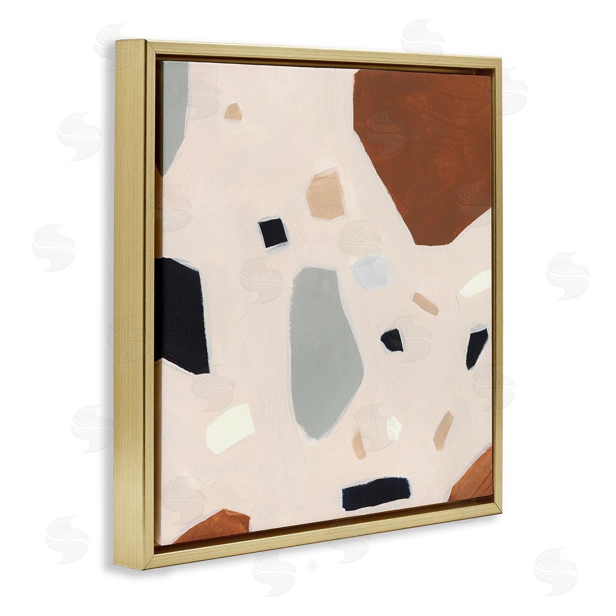Abstract Shards Pink Blue Gold Floating Frame Canvas Wall Art, Home Decor by Victoria Borges