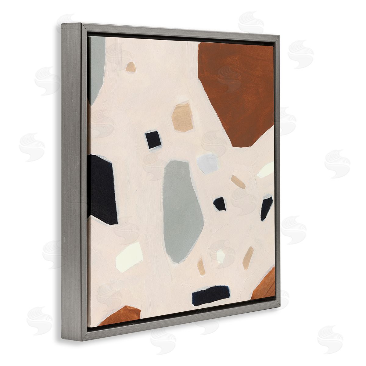 Abstract Shards Pink Blue Grey Floating Frame Canvas Wall Art, Home Decor by Victoria Borges