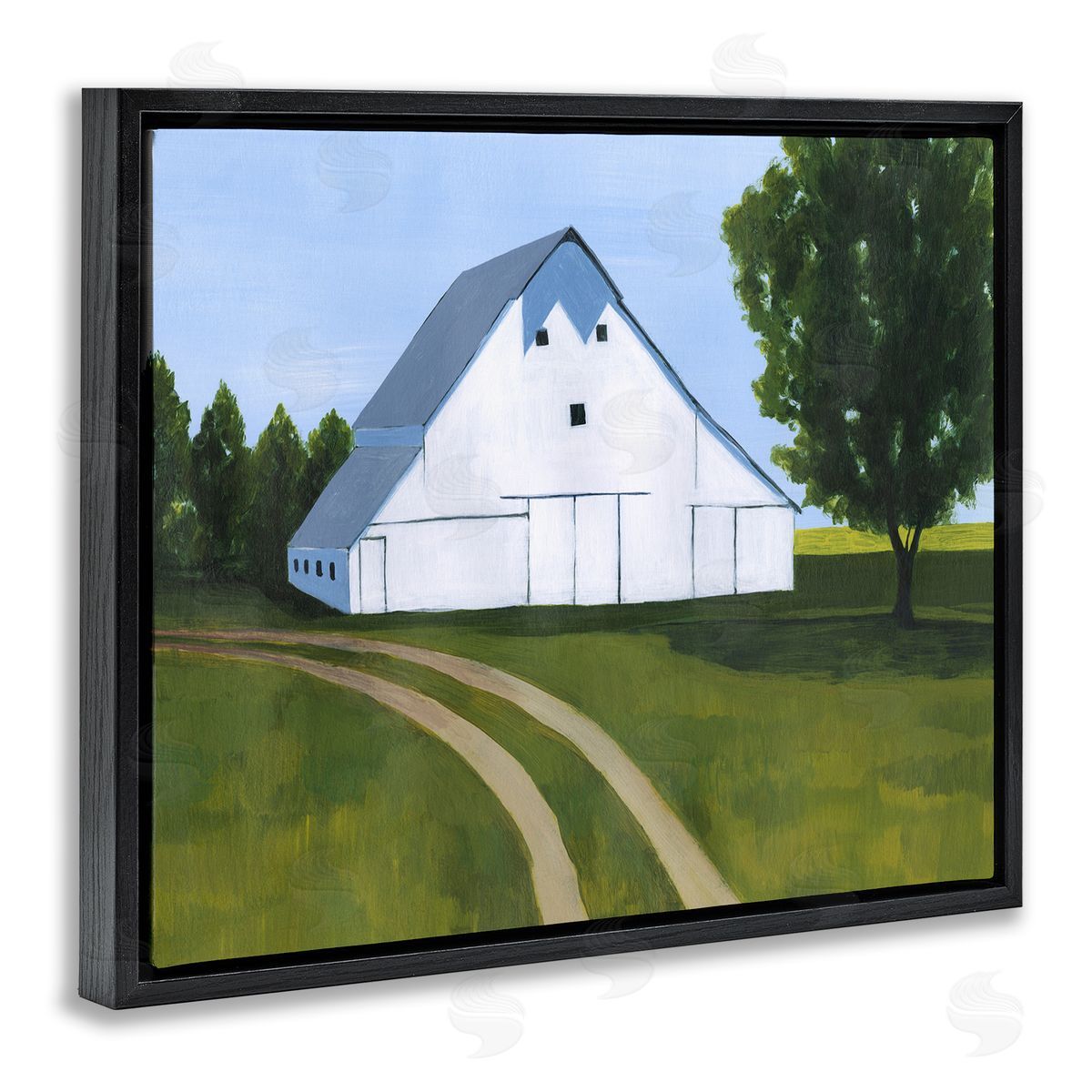 Farmland Fields And Barn Black Floating Frame Canvas Wall Art, Home Decor by Grace Popp