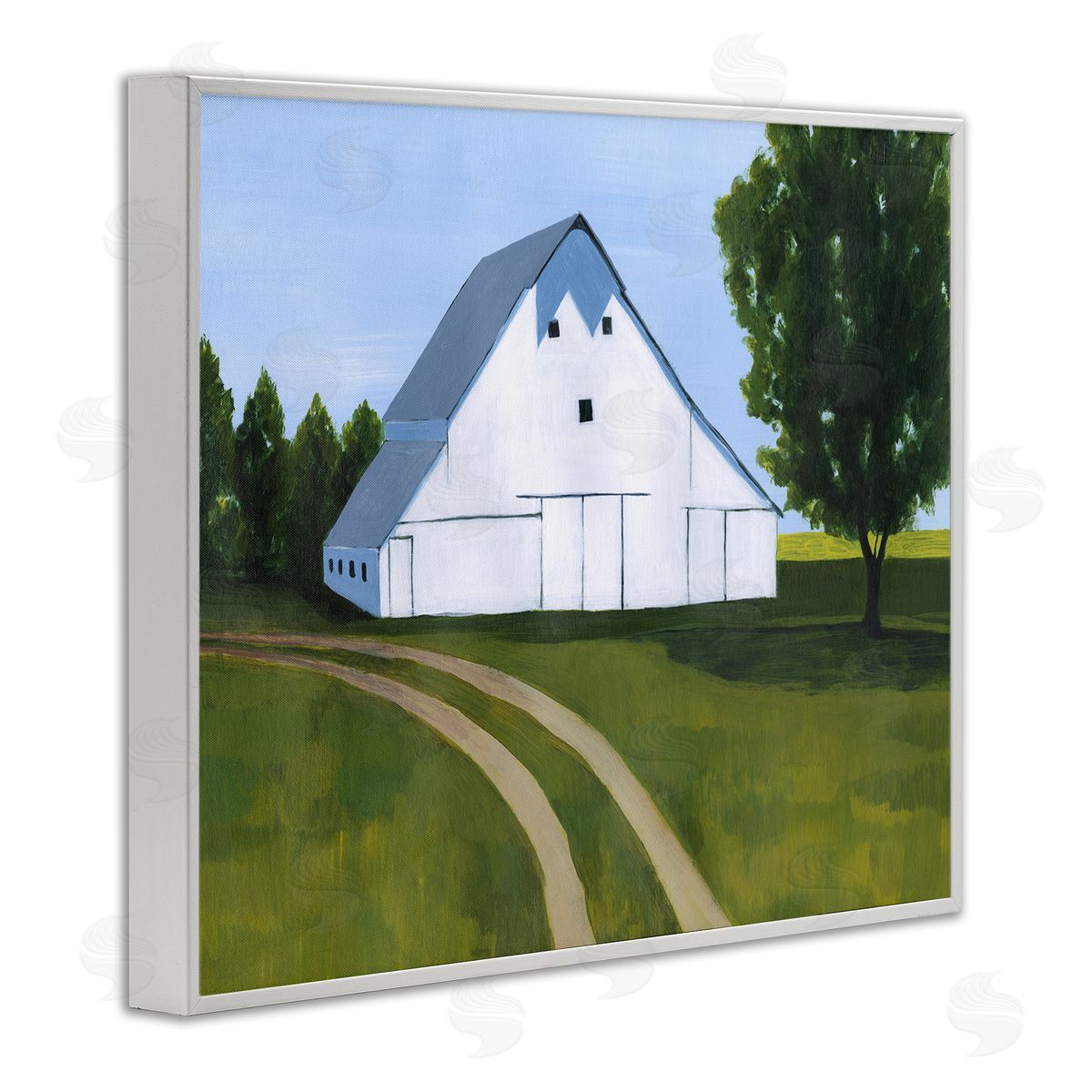 Farmland Fields And Barn White Frame Print Wall Art, Home Decor by Grace Popp