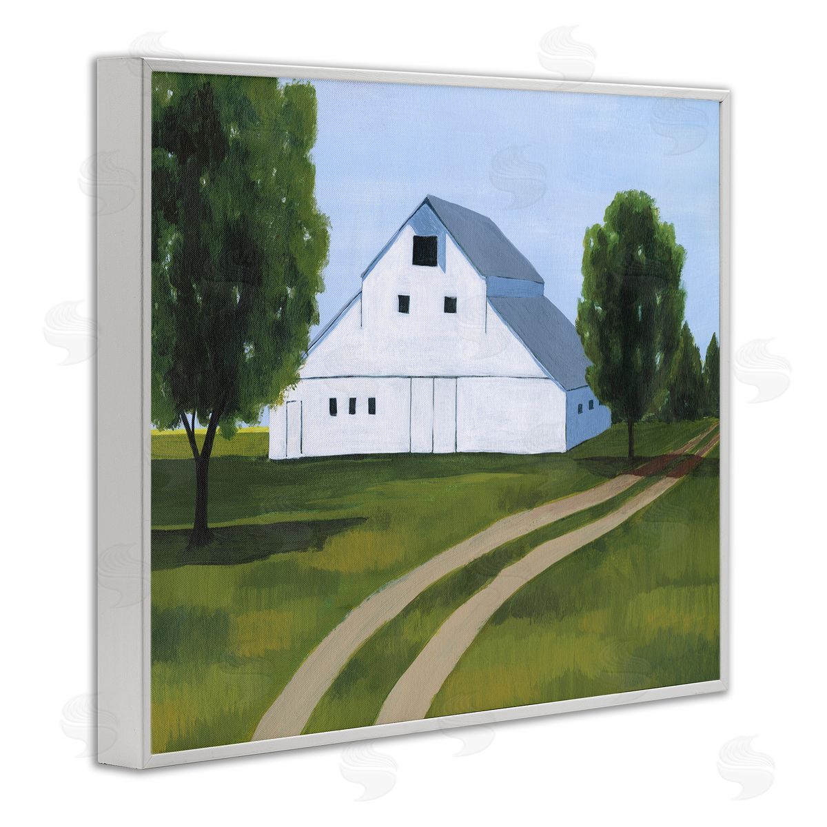 Country Fields & Barn White Frame Print Wall Art, Home Decor by Grace Popp
