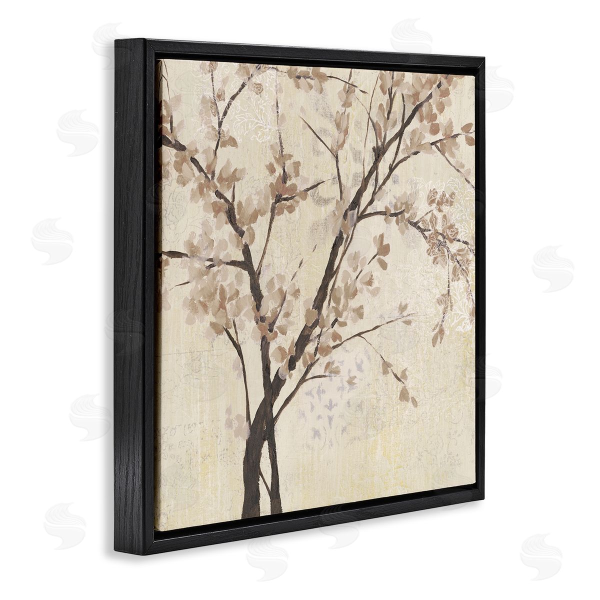 Branches And Leaves Sepia Black Floating Frame Canvas Wall Art, Home Decor by Jennifer Goldberger