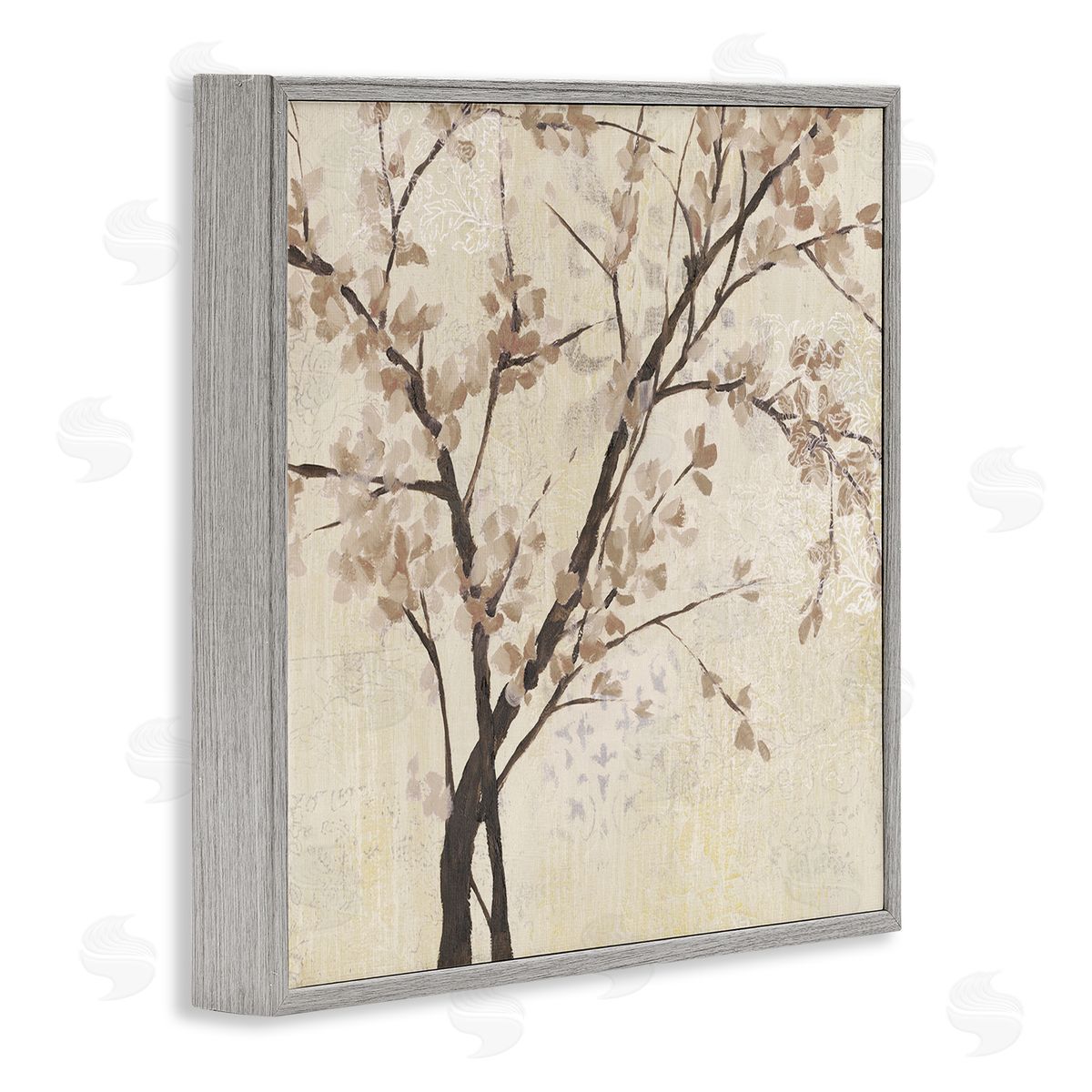 Branches And Leaves Sepia Grey Frame Print Wall Art, Home Decor by Jennifer Goldberger