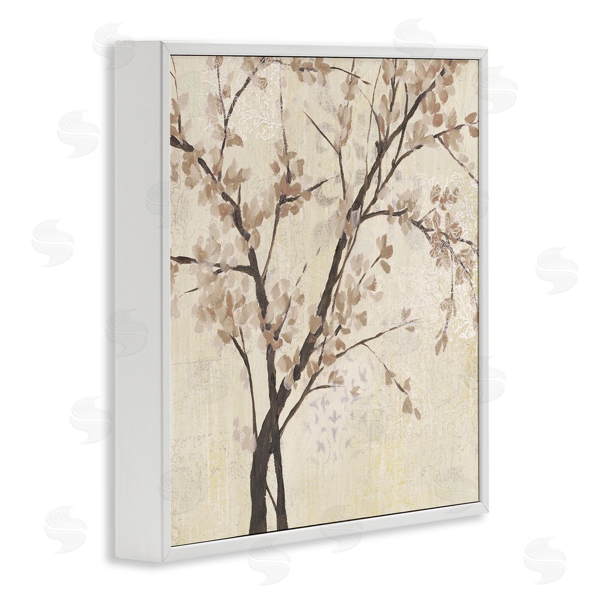 Branches And Leaves Sepia White Frame Print Wall Art, Home Decor by Jennifer Goldberger