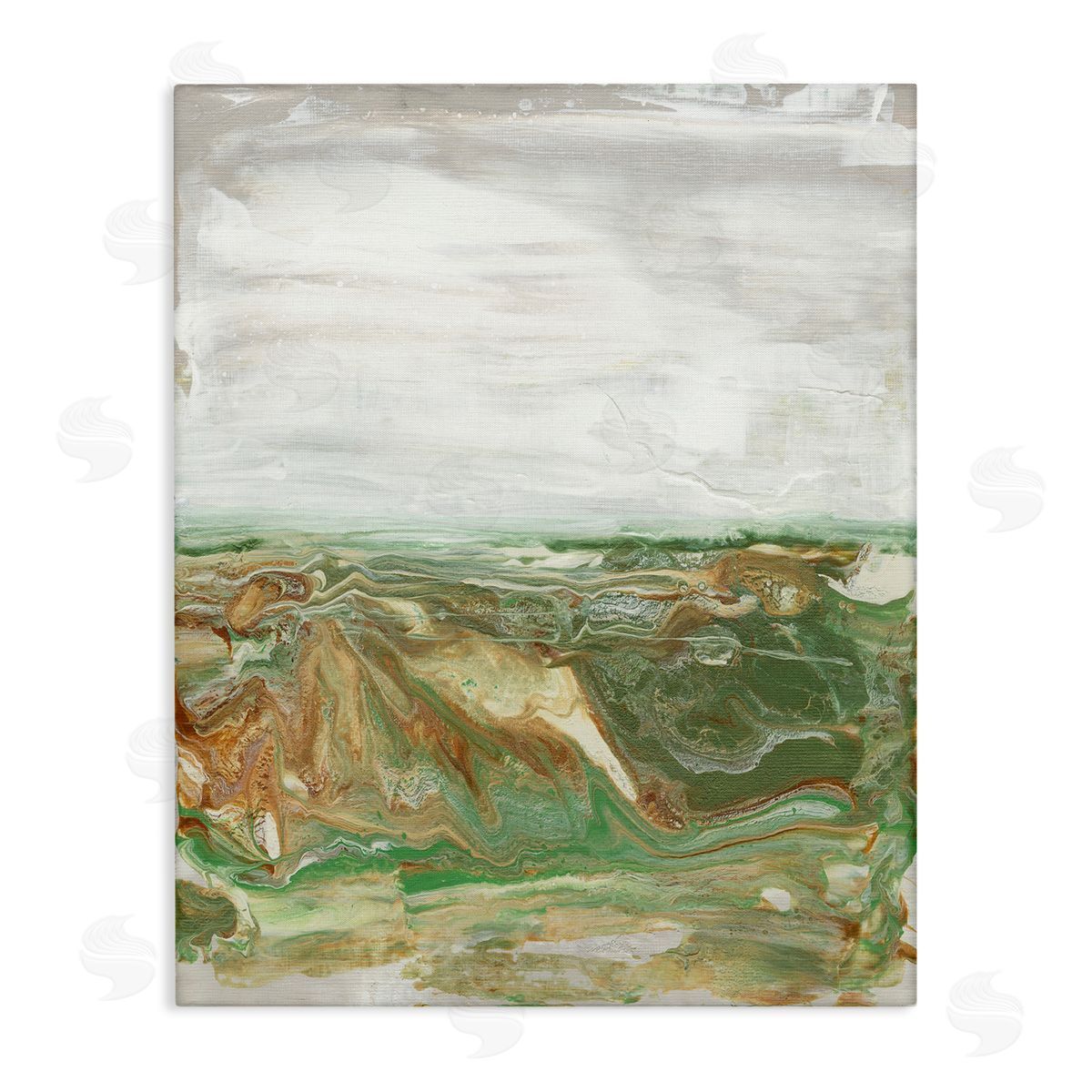 Abstract Paint Fluid Brown Green Canvas Wall Art, Home Decor by Lila Bramma