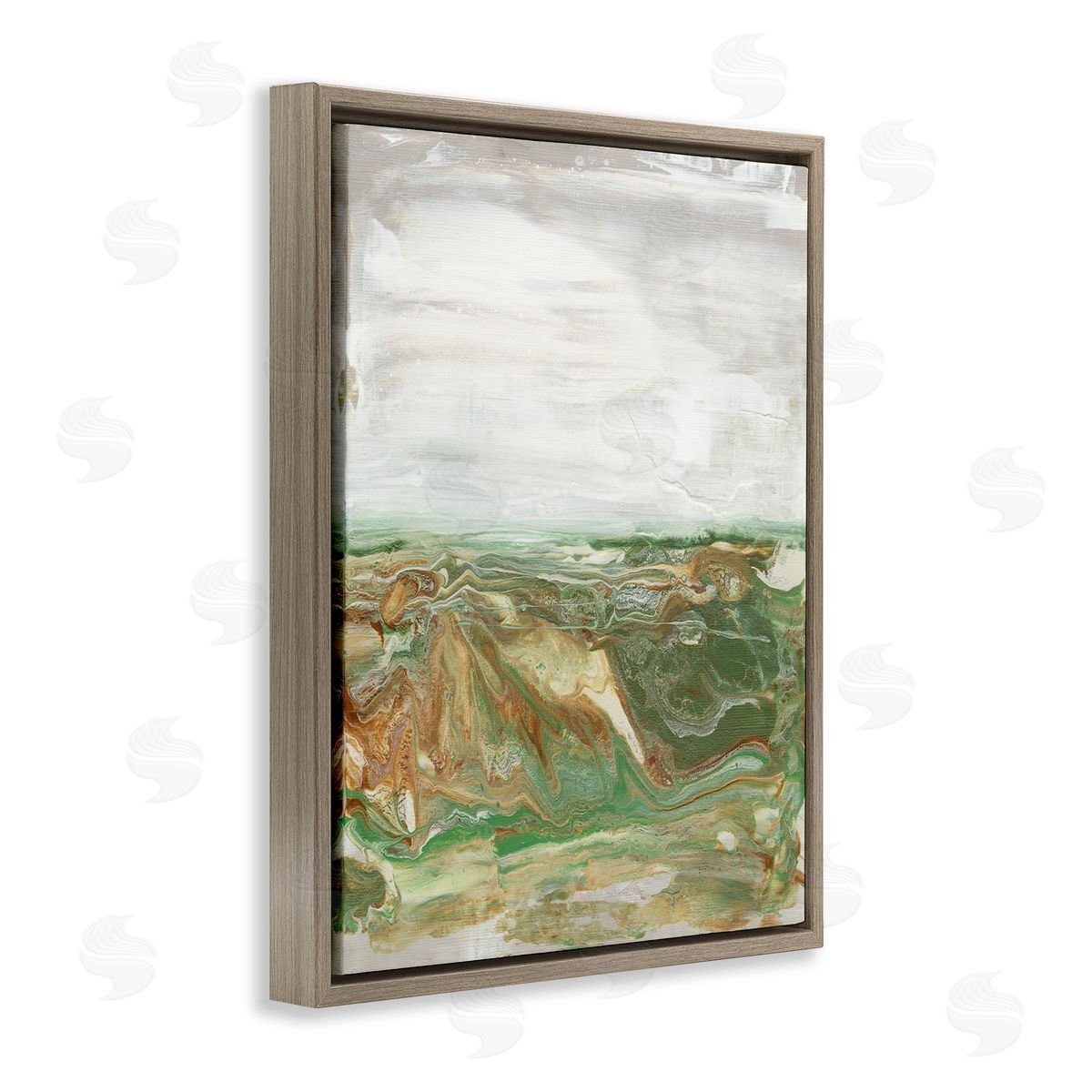 Abstract Paint Fluid Brown Green Brown Floating Frame Canvas Wall Art, Home Decor by Lila Bramma