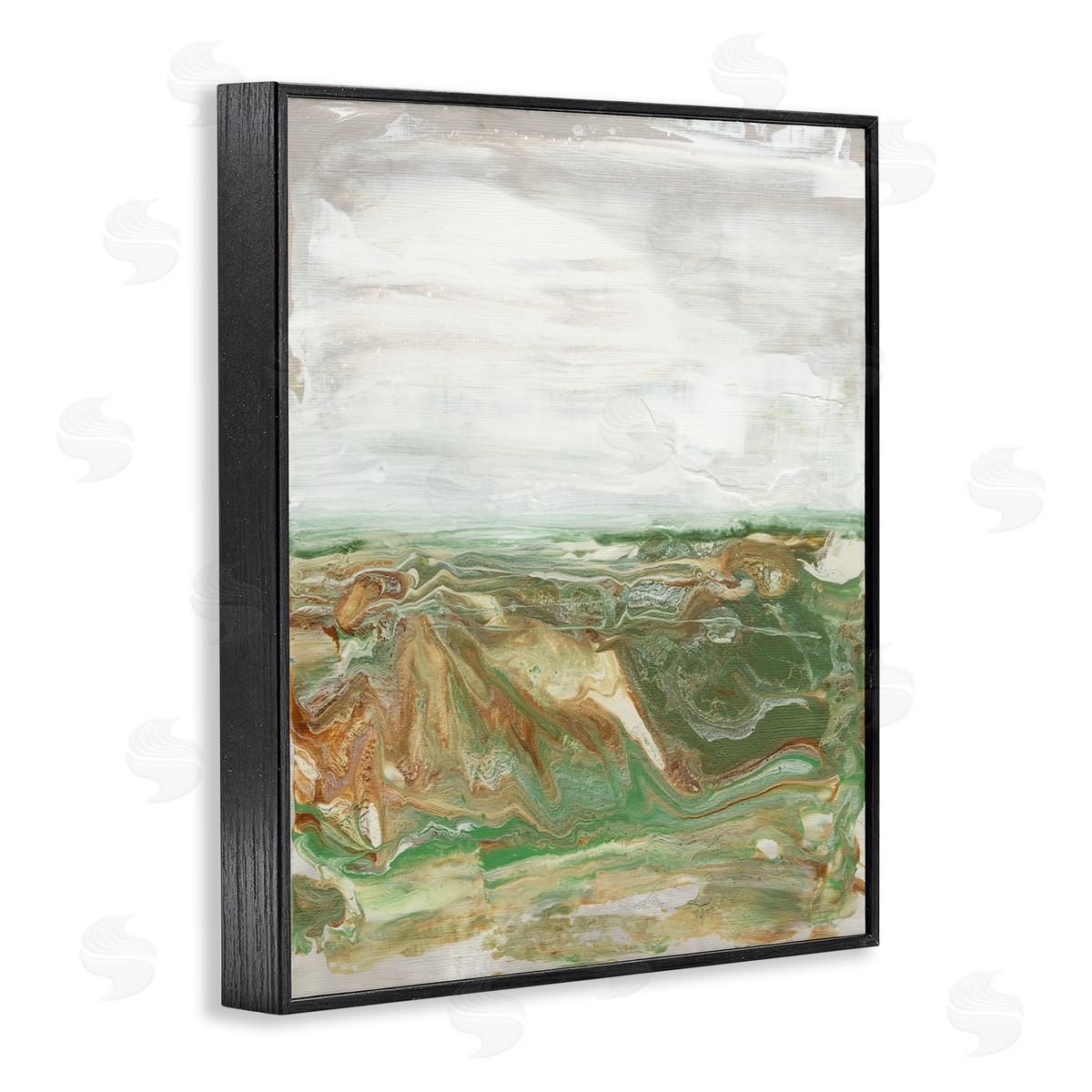 Abstract Paint Fluid Brown Green Black Frame Print Wall Art, Home Decor by Lila Bramma