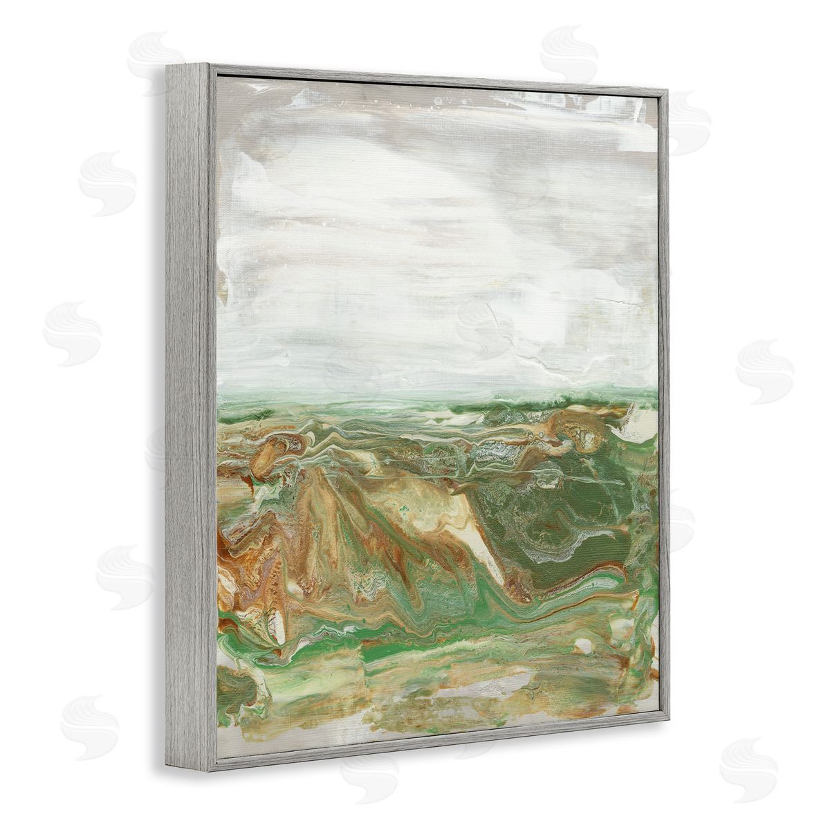 Abstract Paint Fluid Brown Green Grey Frame Print Wall Art, Home Decor by Lila Bramma