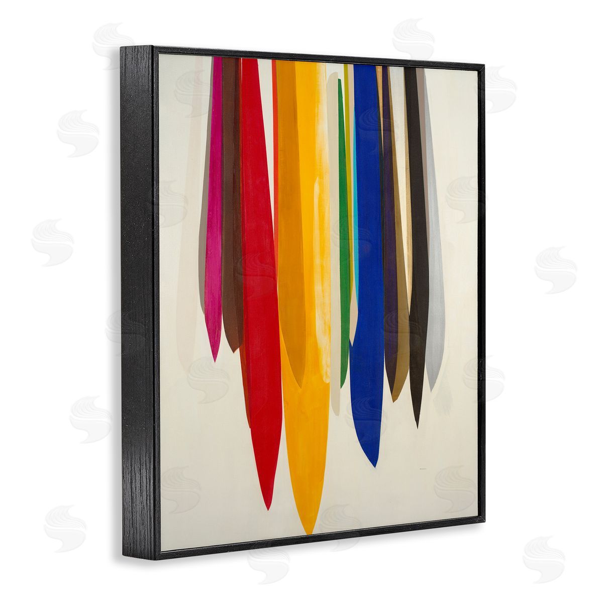 Rainbow Ribbons Abstract Shapes Black Frame Print Wall Art, Home Decor by Sarah Stockstill