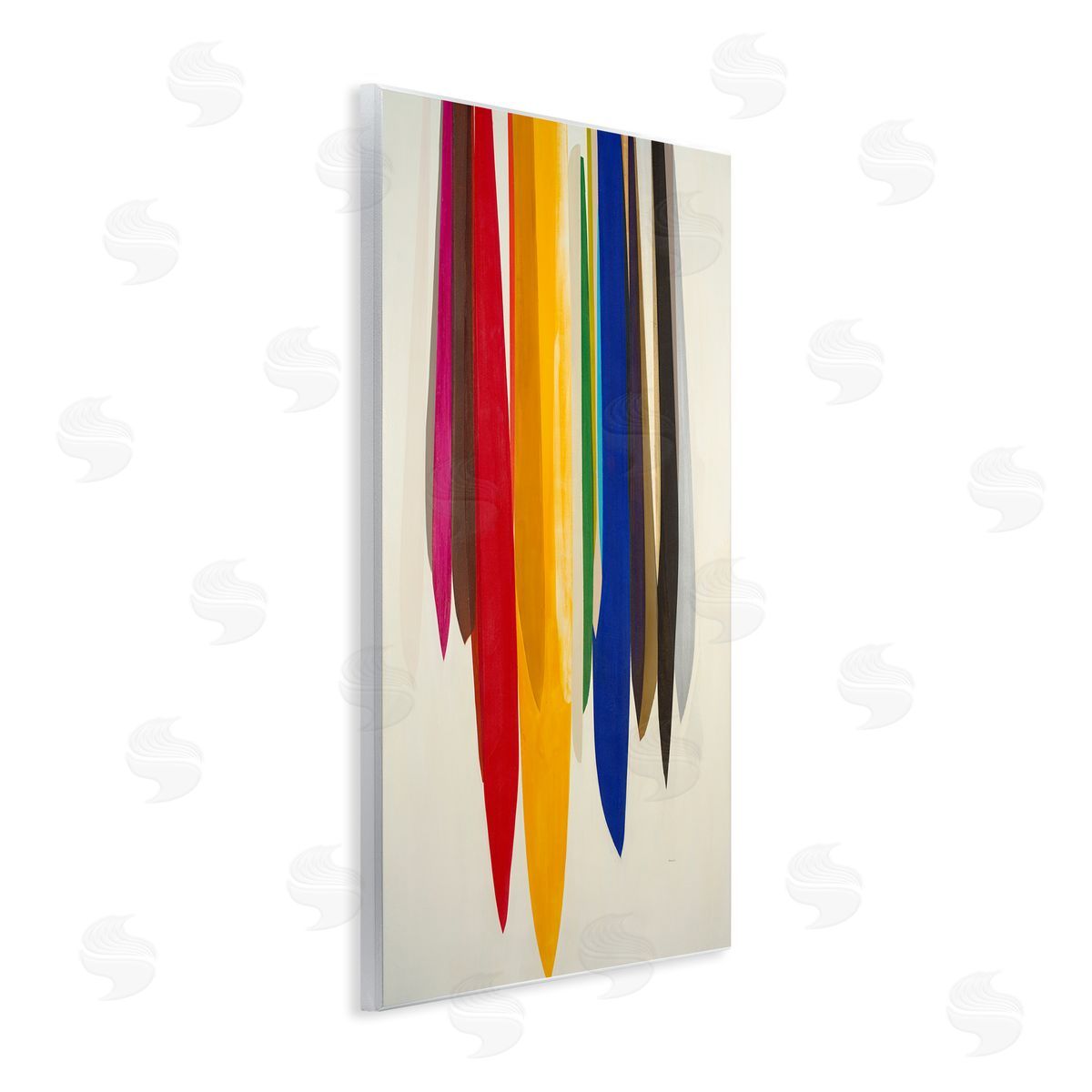 Rainbow Ribbons Abstract Shapes Wood Plaque Wall Art, Home Decor by Sarah Stockstill