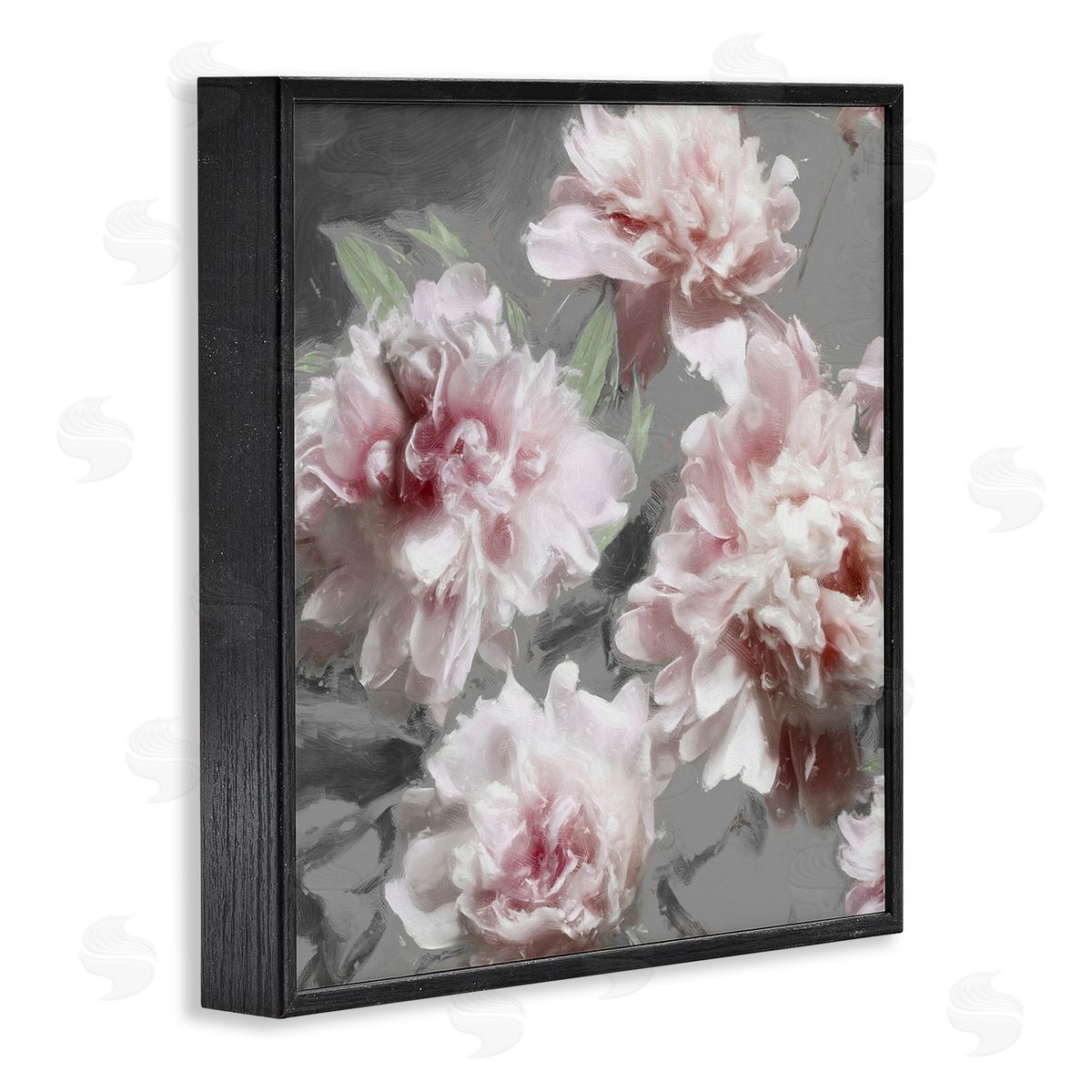 Pink Flowers On Neutral Black Frame Print Wall Art, Home Decor by Shawna Sullivan