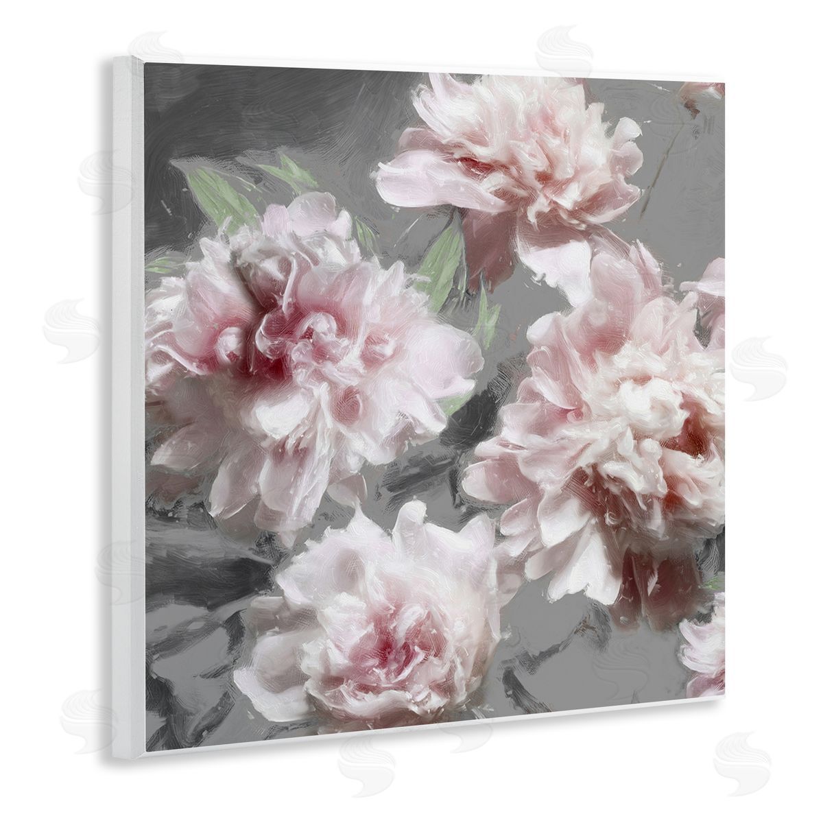 Pink Flowers On Neutral Wood Plaque Wall Art, Home Decor by Shawna Sullivan