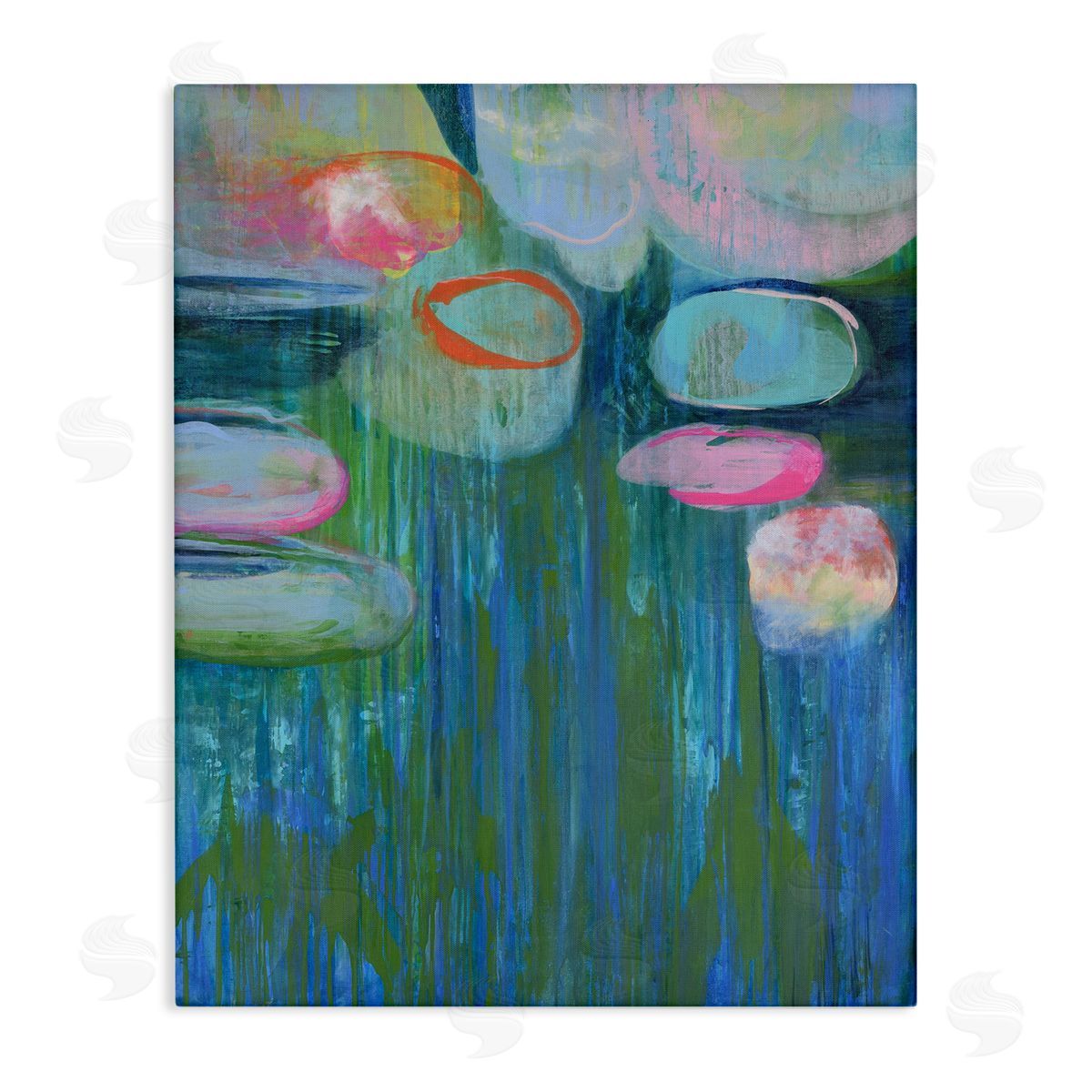 Pond Lily Pads Abstract Painting Canvas Wall Art, Home Decor by Linda Stelling