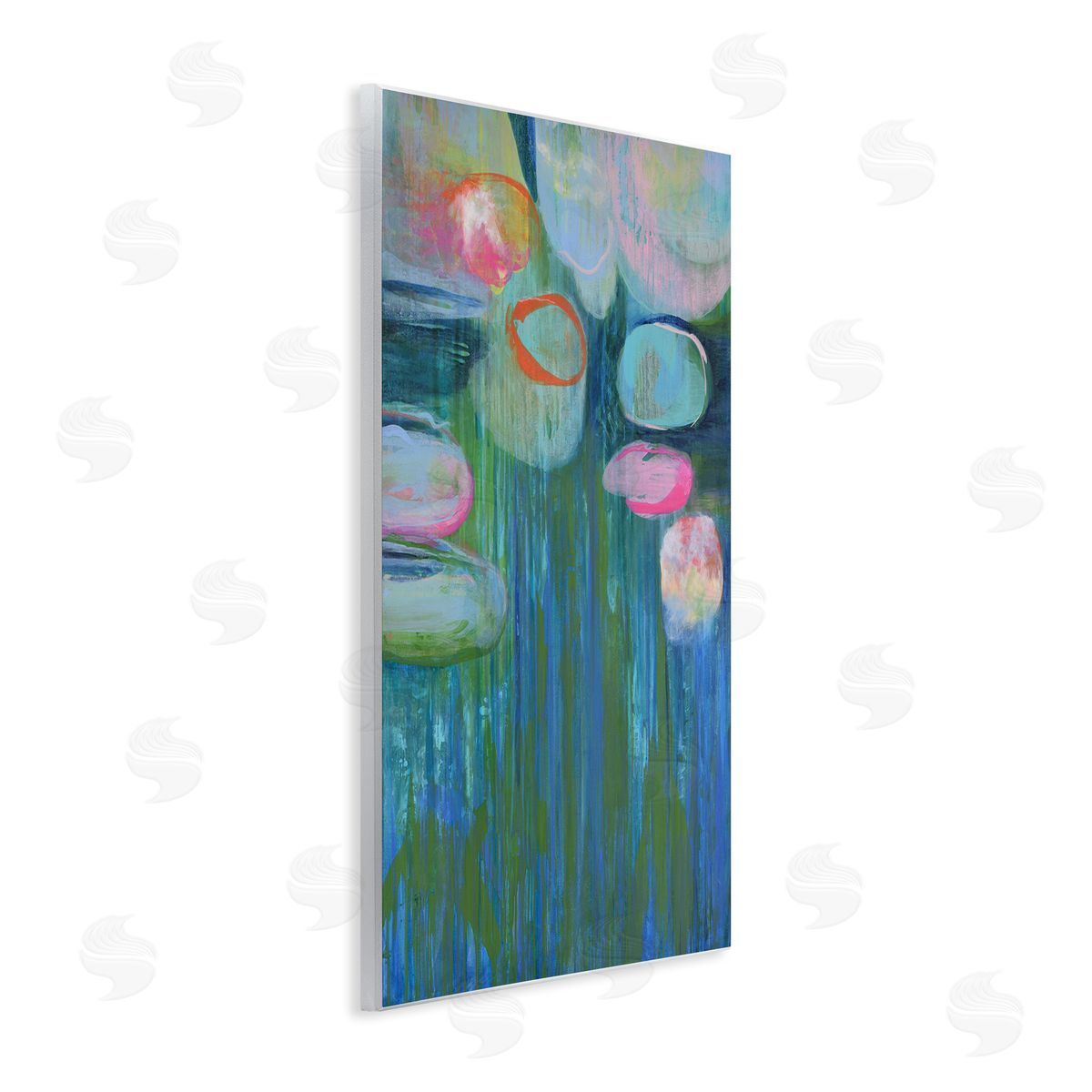 Pond Lily Pads Abstract Painting Wood Plaque Wall Art, Home Decor by Linda Stelling