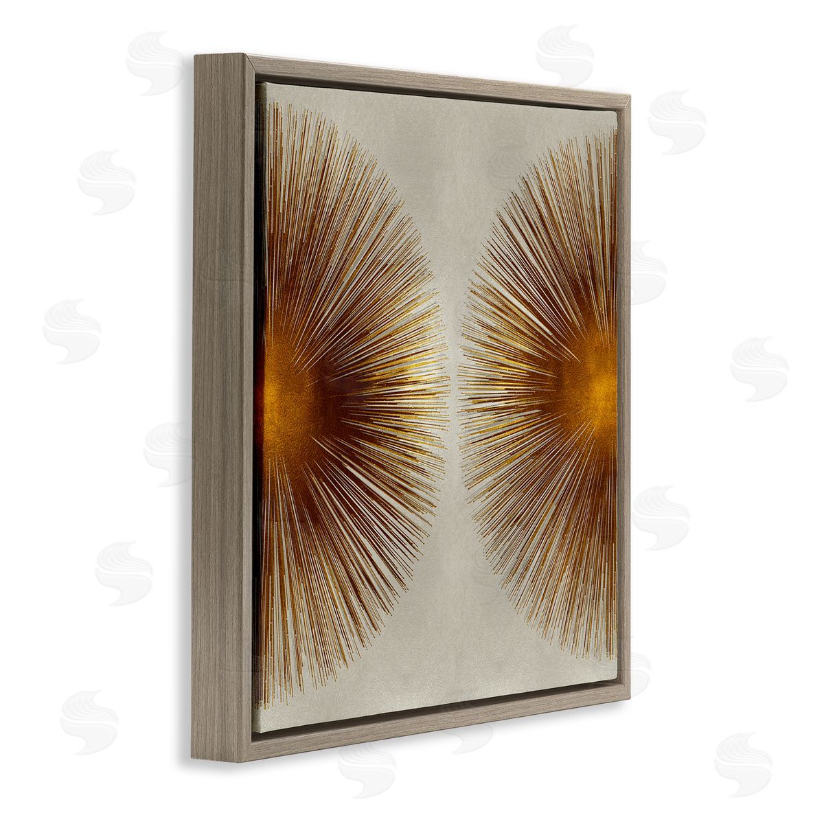 Radiant Gold Orbs Abstract Shape Brown Floating Frame Canvas Wall Art, Home Decor by Abby Young