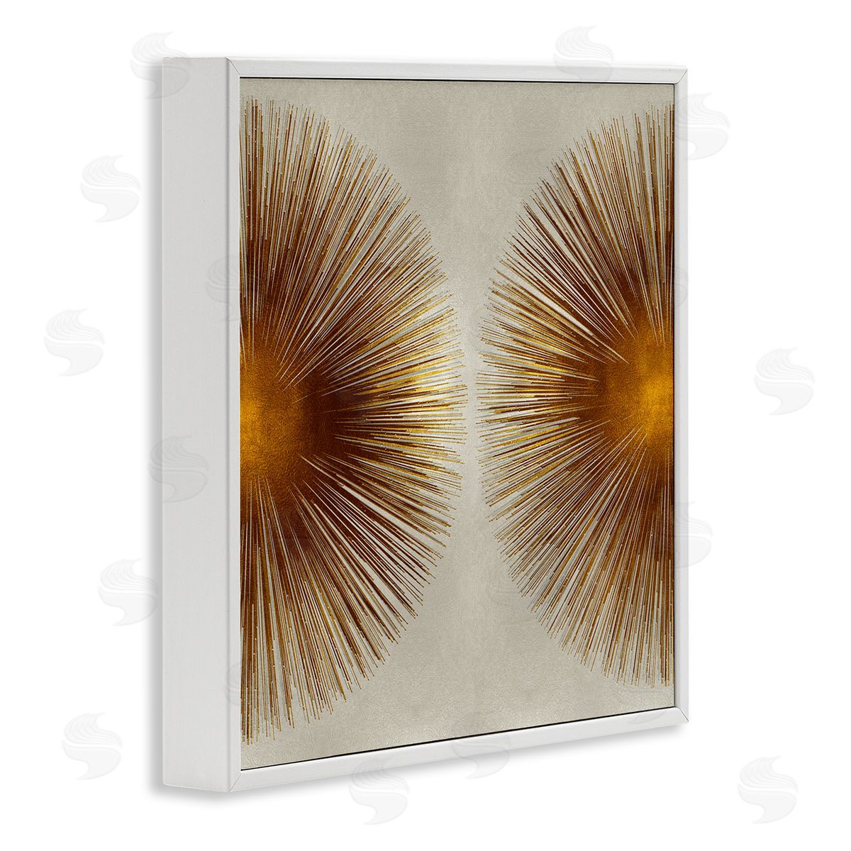 Radiant Gold Orbs Abstract Shape White Frame Print Wall Art, Home Decor by Abby Young