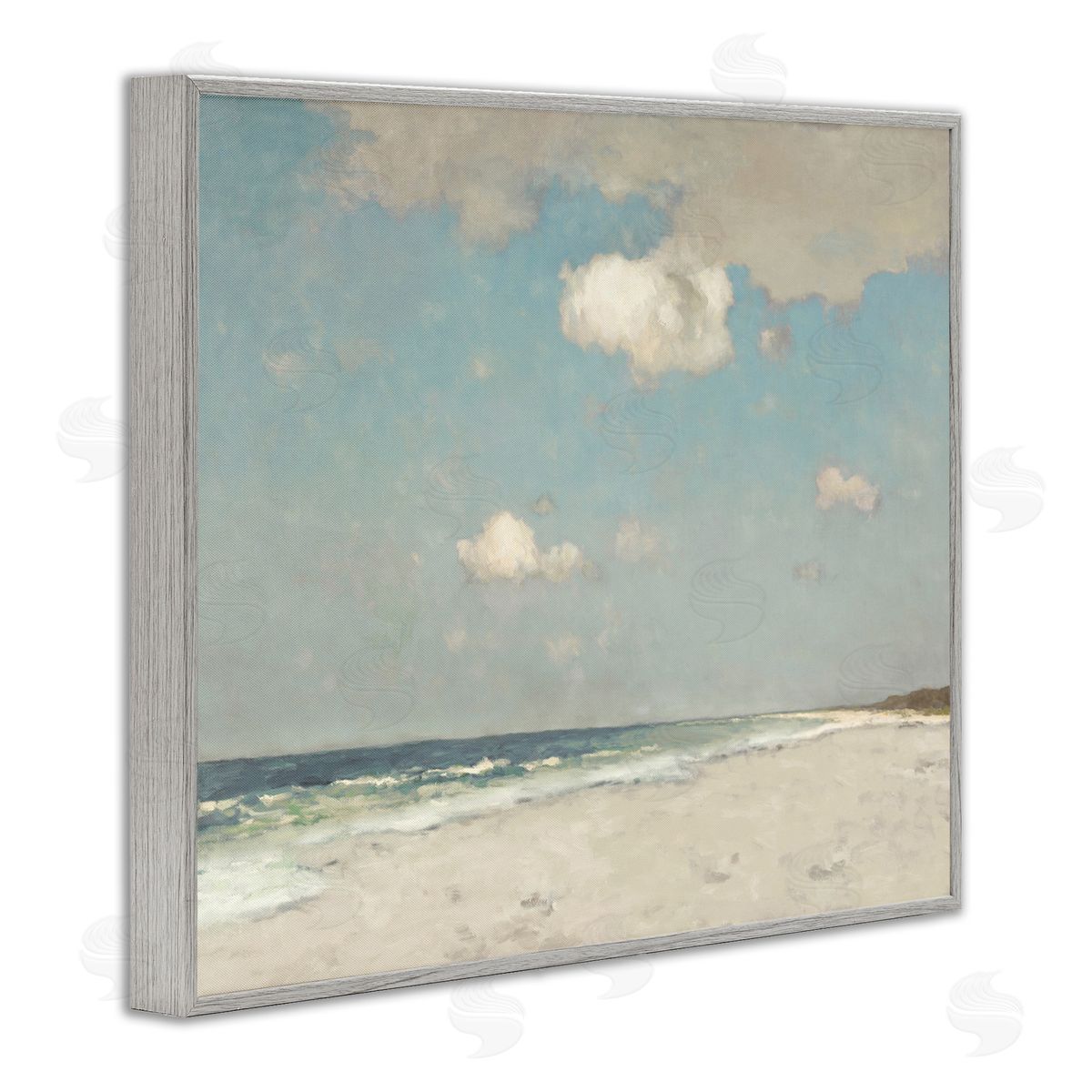 Beach Landscape Neutral Blue Grey Frame Print Wall Art, Home Decor by Christy McKee