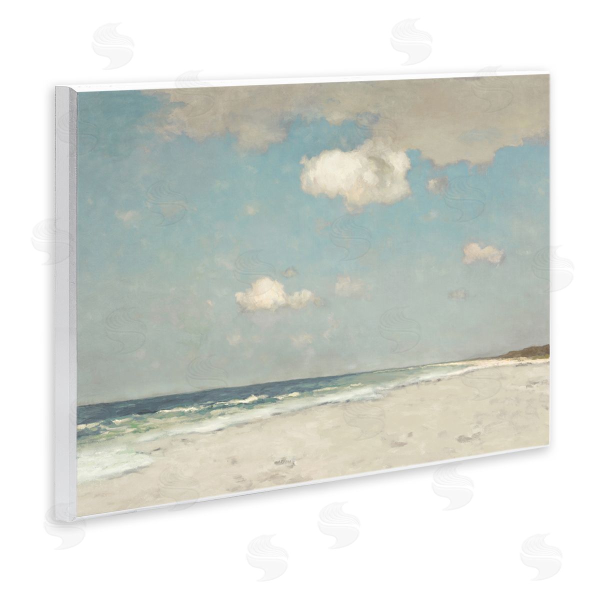 Beach Landscape Neutral Blue Wood Plaque Wall Art, Home Decor by Christy McKee