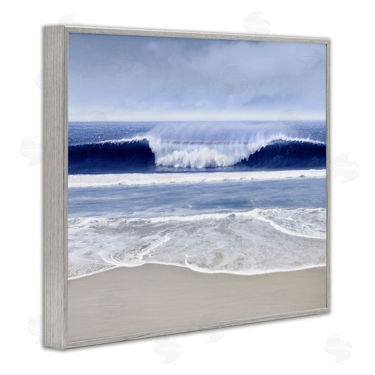 Beach Cresting Wave Photograph Grey Frame Print Wall Art, Home Decor by Devon Davis