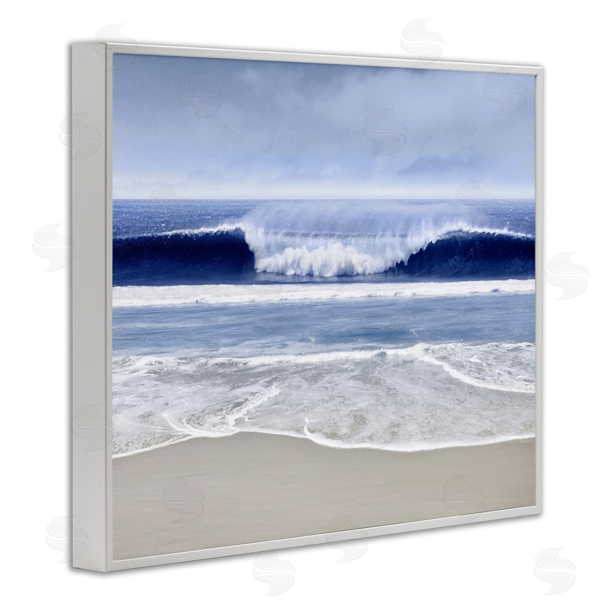 Beach Cresting Wave Photograph White Frame Print Wall Art, Home Decor by Devon Davis