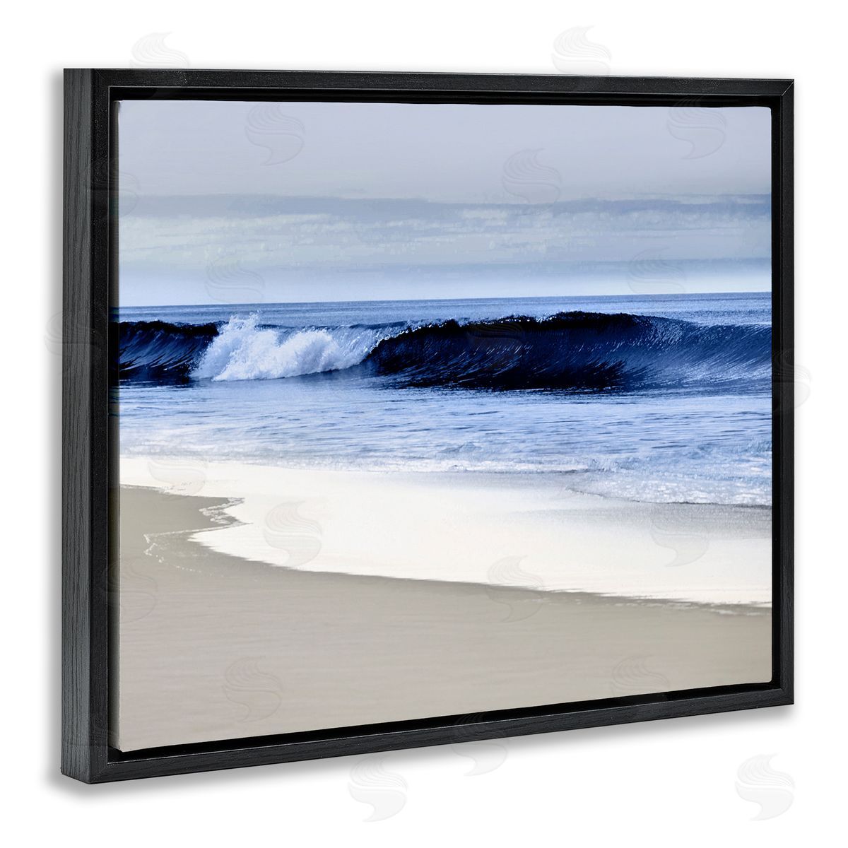 Beach Waves On Sand Photograph Black Floating Frame Canvas Wall Art, Home Decor by Devon Davis
