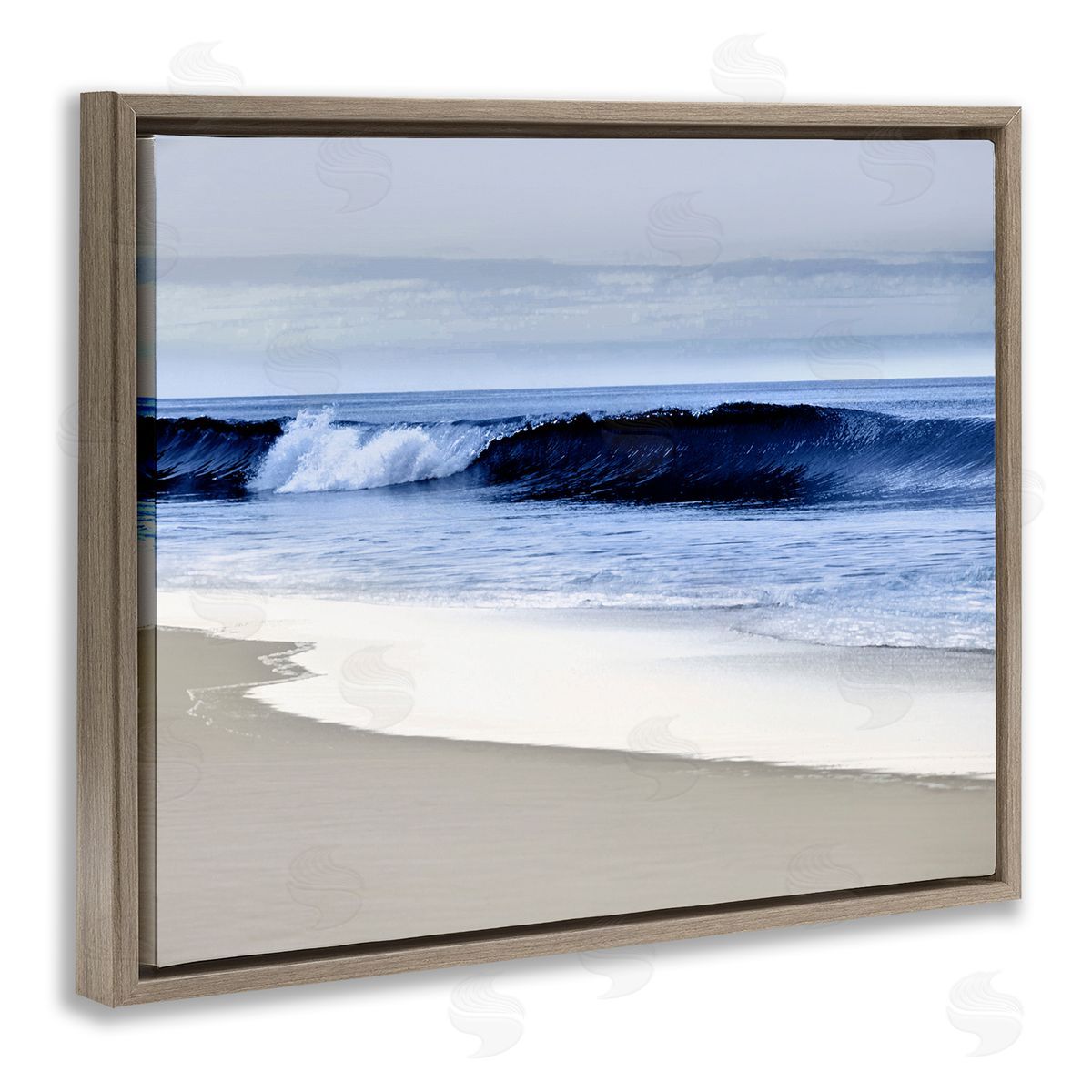 Beach Waves On Sand Photograph Brown Floating Frame Canvas Wall Art, Home Decor by Devon Davis