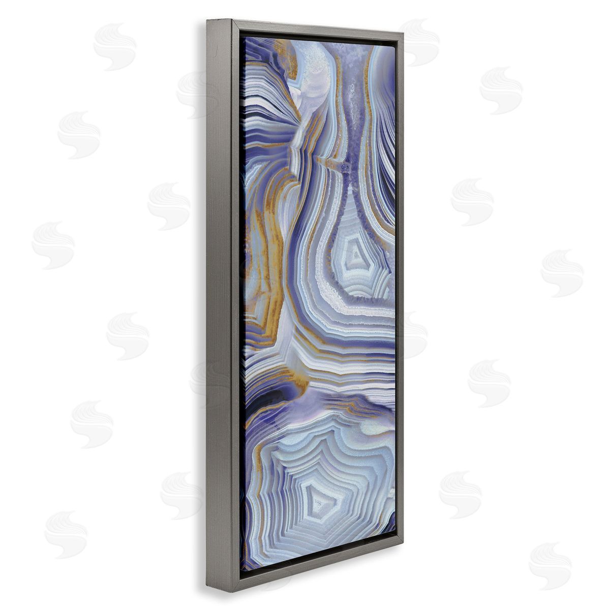 Agate Crystal Pattern Abstract Grey Floating Frame Canvas Wall Art, Home Decor by Danielle Carson