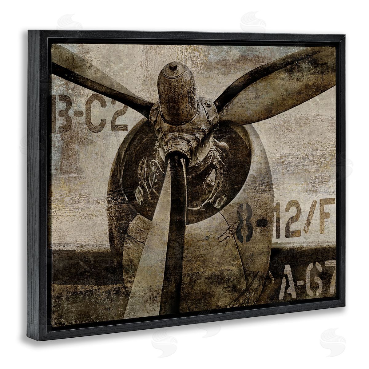 Airplane Rotor Vintage Black Floating Frame Canvas Wall Art, Home Decor by Dylan Mattews