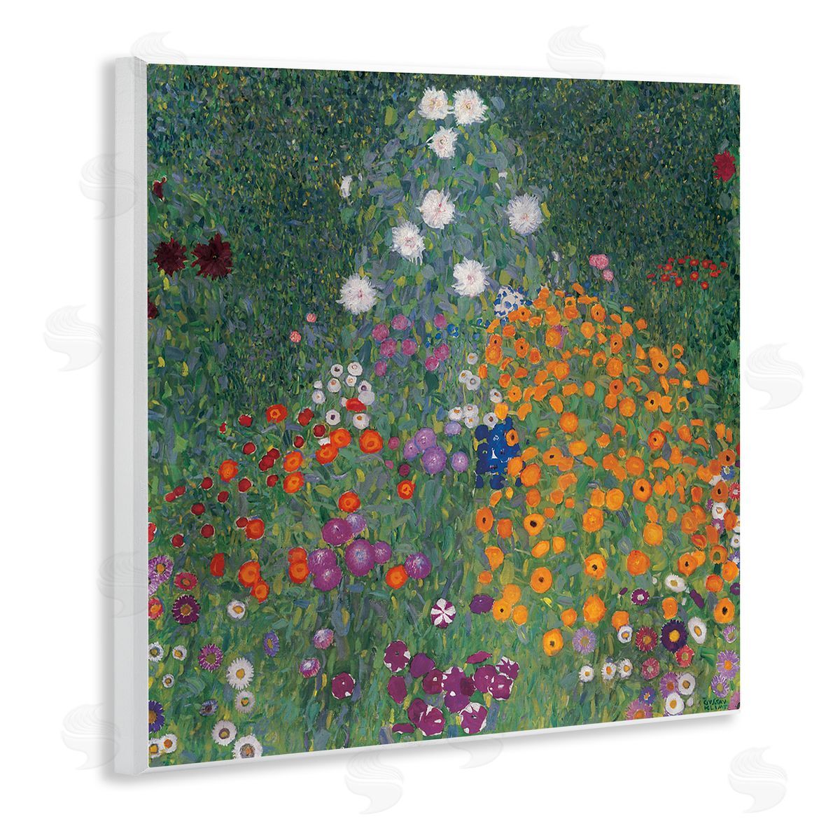 Flowery Garden Classic Painting Wood Plaque Wall Art, Home Decor by Gustav Klimt