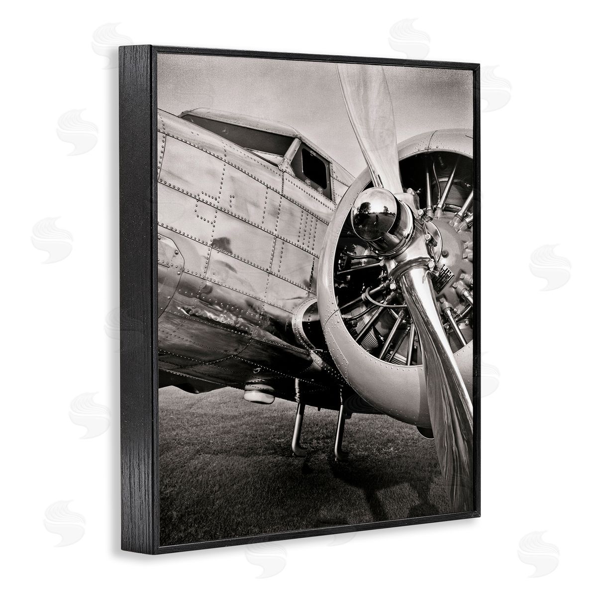 Vintage Airplane Propeller Black Frame Print Wall Art, Home Decor by John Slemp