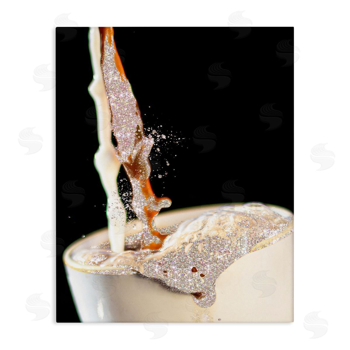Glitter Pour Coffee Beverage Canvas Wall Art, Home Decor by Ziwei Li