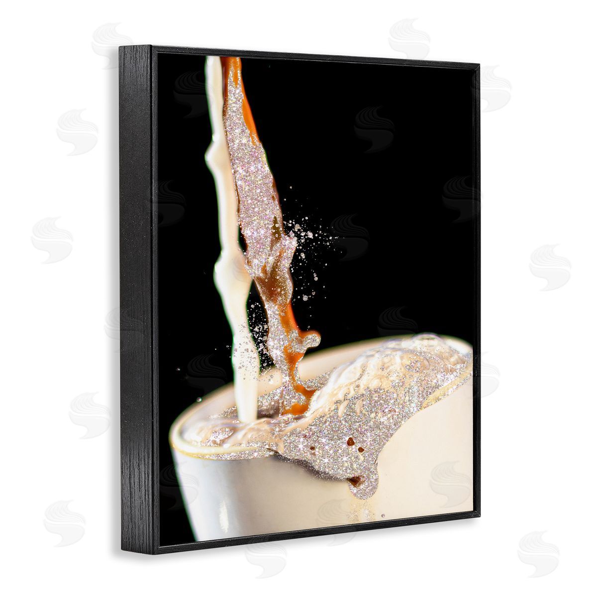 Glitter Pour Coffee Beverage Black Frame Print Wall Art, Home Decor by Ziwei Li