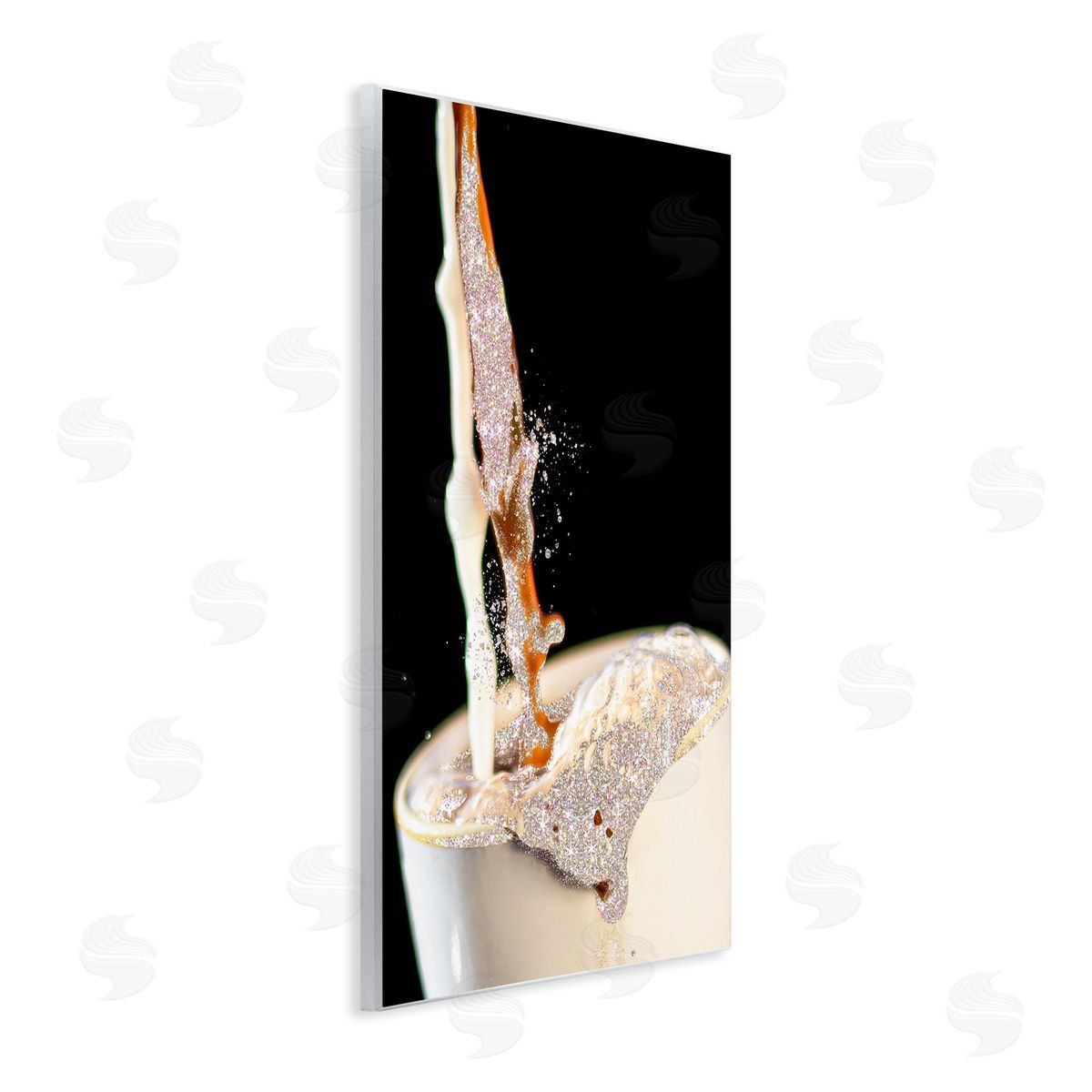 Glitter Pour Coffee Beverage Wood Plaque Wall Art, Home Decor by Ziwei Li